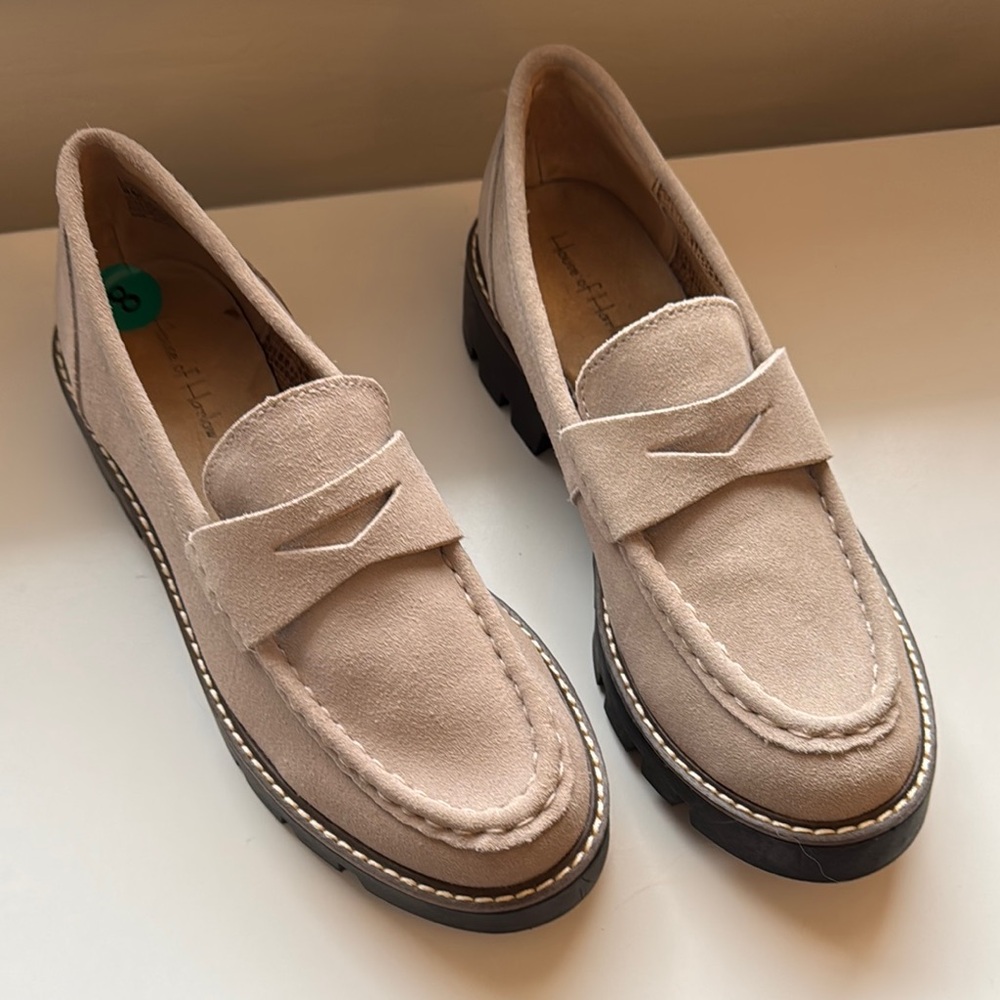New! House of Harlow Beige Suede Chunky Loafers